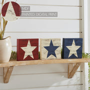 RWB Star Block Signs Set of 3 5x5x1