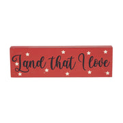 Land That I Love w/ White Stars Block Sign 3x10x1
