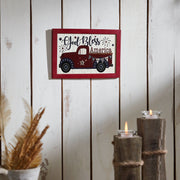 Shiplap God Bless America Red Truck Bunting & Fireworks Wall Sign 8x12