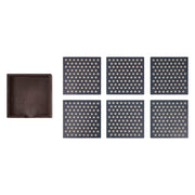 White Stars On Navy Coaster w/ Container Set of 6 4x4