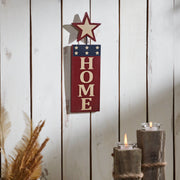 HOME w/ Star In Red Outline Wall Hanging 16x5