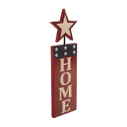 HOME w/ Star In Red Outline Wall Hanging 16x5