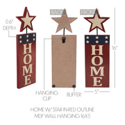 HOME w/ Star In Red Outline Wall Hanging 16x5