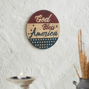 God Bless America Round Wall Hanging 11 Inch Diameter