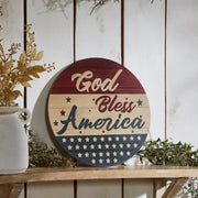 God Bless America Round Wall Hanging 11 Inch Diameter