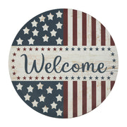 Welcome Stars & Stripes Round Wall Hanging 11 Inch Diameter