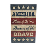 AMERICA Home Of The Free Because Of The Brave w/ Stars & Stripes Wall Sign 16x10