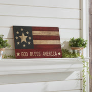 GOD BLESS AMERICA On Vintage American Flag Wall Sign 10x16