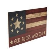 GOD BLESS AMERICA On Vintage American Flag Wall Sign 10x16