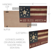 GOD BLESS AMERICA On Vintage American Flag Wall Sign 10x16