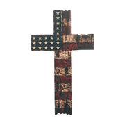 American Flag On Distressed Cross Wall Sign 10x6