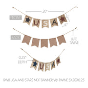 RWB USA And Stars Banner w/ Twine 5x20