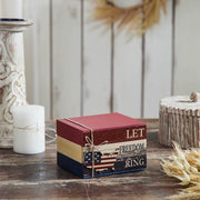 Let Freedom Ring Block Sign w/ American Map Ornament On Twine 4x6x5