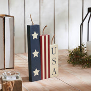 RWB Stars & Stripes USA Candle Figurines Set of 3 Sizes