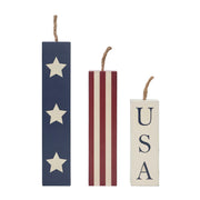 RWB Stars & Stripes USA Candle Figurines Set of 3 Sizes