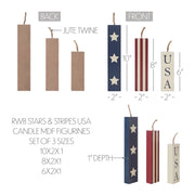RWB Stars & Stripes USA Candle Figurines Set of 3 Sizes