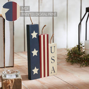 RWB Stars & Stripes USA Candle Figurines Set of 3 Sizes
