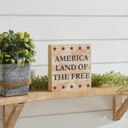My Country America Land Of The Free w/ Red Stars Block Sign 6x6x1