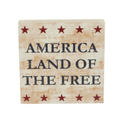 My Country America Land Of The Free w/ Red Stars Block Sign 6x6x1