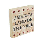 My Country America Land Of The Free w/ Red Stars Block Sign 6x6x1