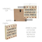 My Country America Land Of The Free w/ Red Stars Block Sign 6x6x1