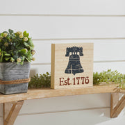My Country Blue Liberty Bell Est 1776 Block Sign 6x6x1