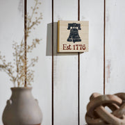 My Country Blue Liberty Bell Est 1776 Block Sign 6x6x1