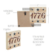 My Country 1776 w/ Blue Stars Block Sign 6x6x1