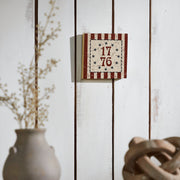 My Country 1776 w/ Blue Stars & Stripes Block Sign 6x6x1
