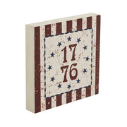 My Country 1776 w/ Blue Stars & Stripes Block Sign 6x6x1