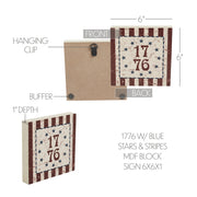 My Country 1776 w/ Blue Stars & Stripes Block Sign 6x6x1