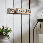 My Country AMERICA Two Flags Wall Hanging 3x14x0.75