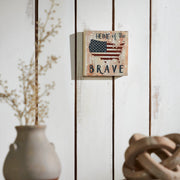 My Country Home Of The Brave American Flag On Map Block Sign 6x6x1