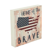 My Country Home Of The Brave American Flag On Map Block Sign 6x6x1