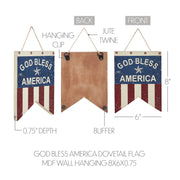 God Bless America Dovetail Flag Wall Hanging 8x6