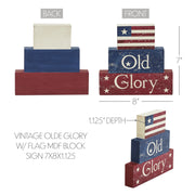 Vintage Old Glory w/ Flag Block Sign 7.5x8x1.125