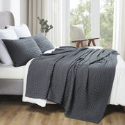Waffle Weave King Blanket - Dark Grey 90x108 - 100% Cotton Lightweight Cover for Bed, Couch, Sofa - Farmhouse Bedroom Decor