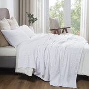 Waffle Weave White Twin Blanket 66x90 - 100% Cotton, Lightweight Farmhouse Cover for Bed, Couch & Sofa