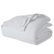 Waffle Weave White Twin Blanket 66x90 - 100% Cotton, Lightweight Farmhouse Cover for Bed, Couch & Sofa
