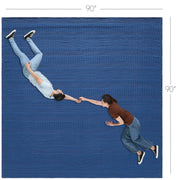 Waffle Weave Navy Blue Queen Blanket 90x90 - 100% Cotton, Lightweight & Breathable Cover for Bed, Couch, Sofa - Farmhouse Bedroom Decor