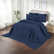 Waffle Weave Navy Blue Queen Blanket 90x90 - 100% Cotton, Lightweight & Breathable Cover for Bed, Couch, Sofa - Farmhouse Bedroom Decor