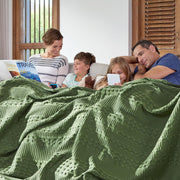 Olive Green King Waffle Weave Blanket - 100% Cotton, 90x108 - Lightweight Farmhouse Bed & Couch Cover for All Seasons