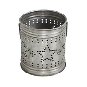 Punched Star Antique Metal Candle Holder 3.75x3.25x3.25