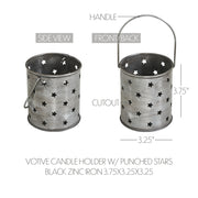 Twinkling Star Brushed Metal Candle Holder 3.75x3.25x3.25