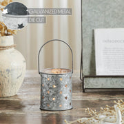 Twinkling Star Galvanized Metal Candle Holder 3.75x3.25x3.25