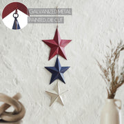 Painted Metal RWB Stars Wall Hanging w/ Jute Twine 20x8x1