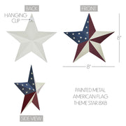 Painted Metal American Flag Theme Star 8x8