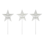 Painted Metal American Flag Theme Star on Pick Set of 3 12x5.5