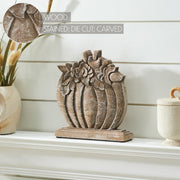 Floral Crown Carved Wooden Pumpkin 8.5x8x2