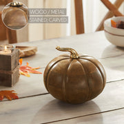 Heirloom Wooden Pumpkin Walnut Brown 6.5x7x7
